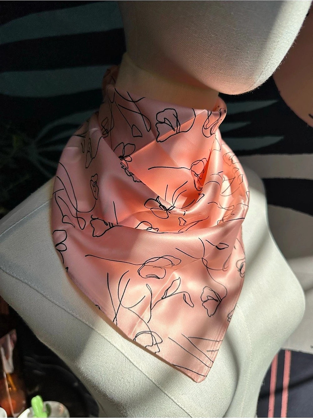 Lark & Ives Vancouver Pink Floral Line Art Scarf